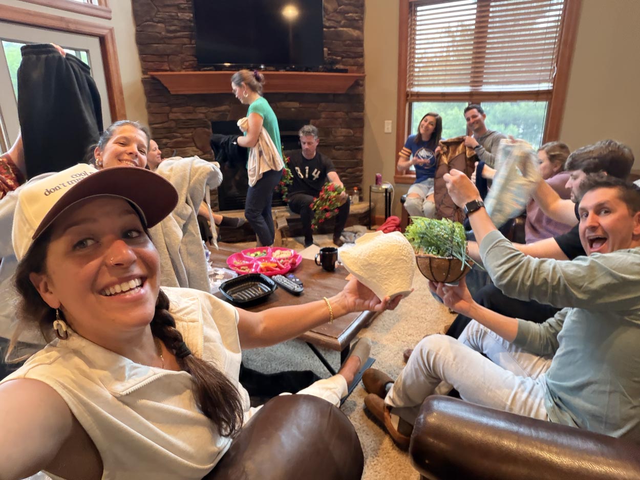 Selfie with the whole party crew mid-mystery reveal